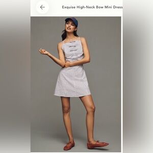 Exquise High-Neck Bow Mini Dress